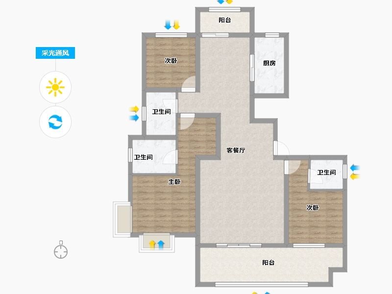 陕西省-宝鸡市-华厦中央公园-114.39-户型库-采光通风