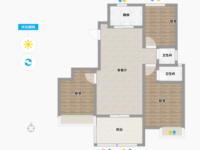 河南省-鹤壁市-龙门云溪学府-102.41-户型库-采光通风