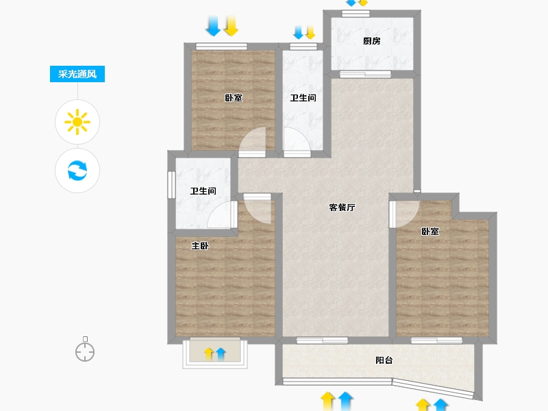 河南省-鹤壁市-锦绣新苑-96.01-户型库-采光通风