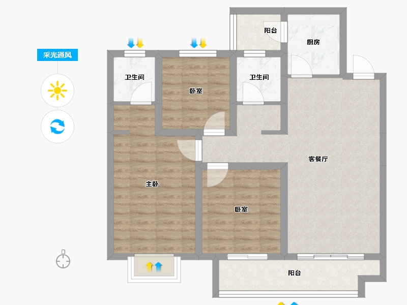 四川省-巴中市-明发文旅城-80.06-户型库-采光通风