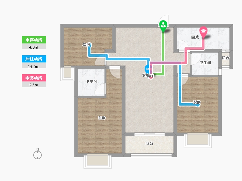 山西省-忻州市-滨河花园-85.40-户型库-动静线