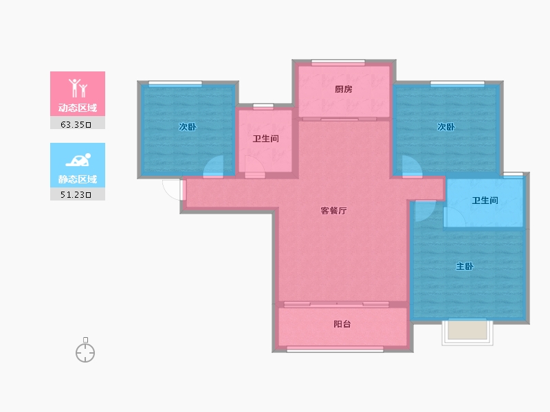 陕西省-宝鸡市-世纪景元东区-103.08-户型库-动静分区