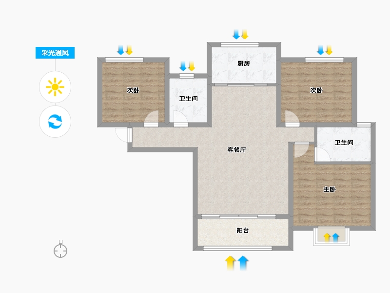 陕西省-宝鸡市-世纪景元东区-103.08-户型库-采光通风