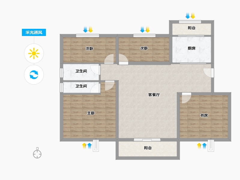 陕西省-宝鸡市-盛世锦园-113.21-户型库-采光通风