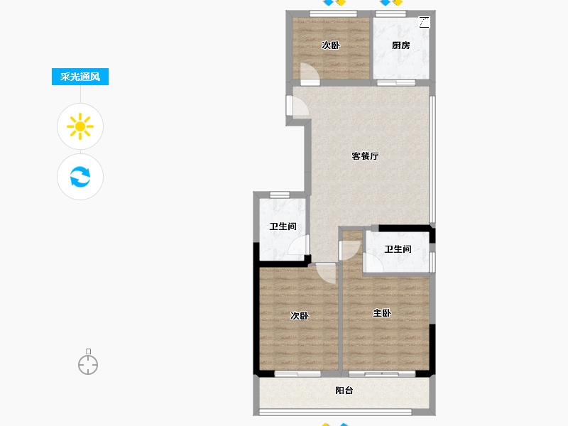 贵州省-遵义市-绿城月映江南-86.85-户型库-采光通风