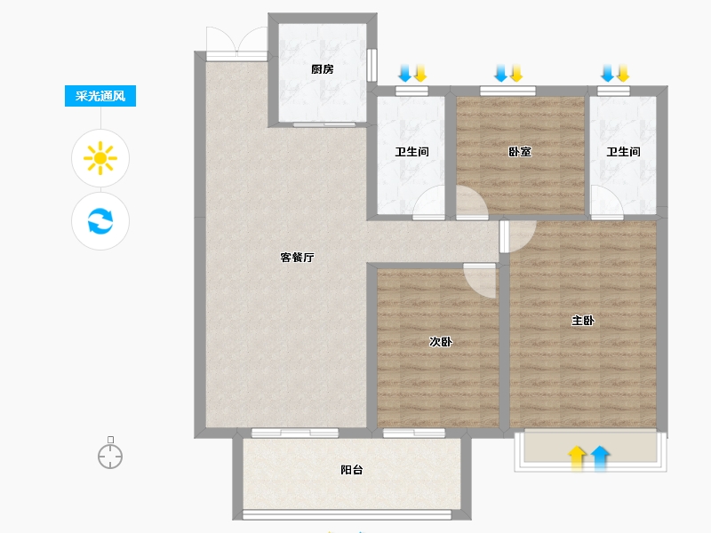 河南省-安阳市-汤阴建业世和府-100.00-户型库-采光通风