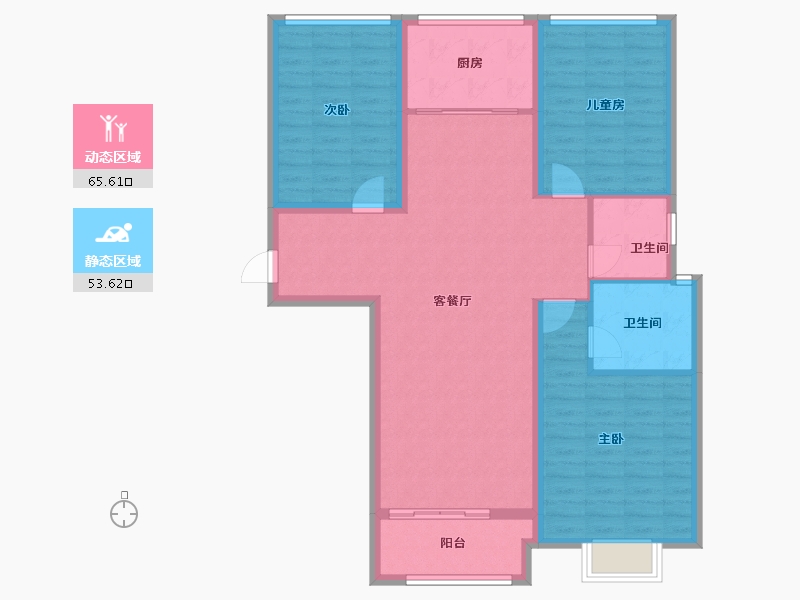 陕西省-宝鸡市-盛世锦园-108.07-户型库-动静分区