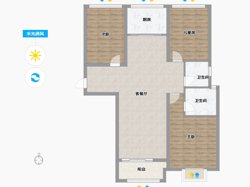 陕西省-宝鸡市-盛世锦园-108.07-户型库-采光通风