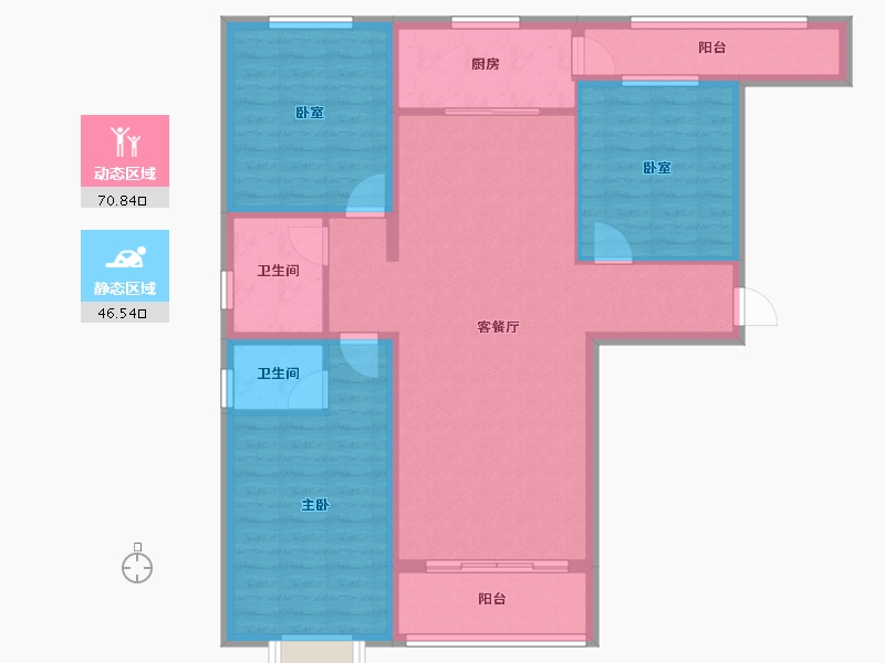 内蒙古自治区-鄂尔多斯市-阳光佳苑-105.33-户型库-动静分区