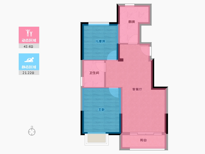 黑龙江省-齐齐哈尔市-新松拾光印-57.68-户型库-动静分区