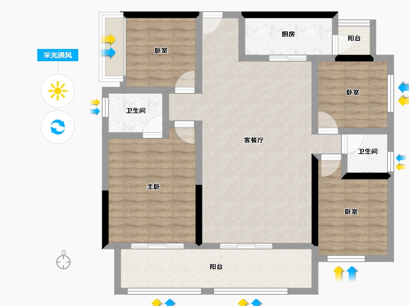 四川省-雅安市-正黄领地翡翠公园-102.65-户型库-采光通风