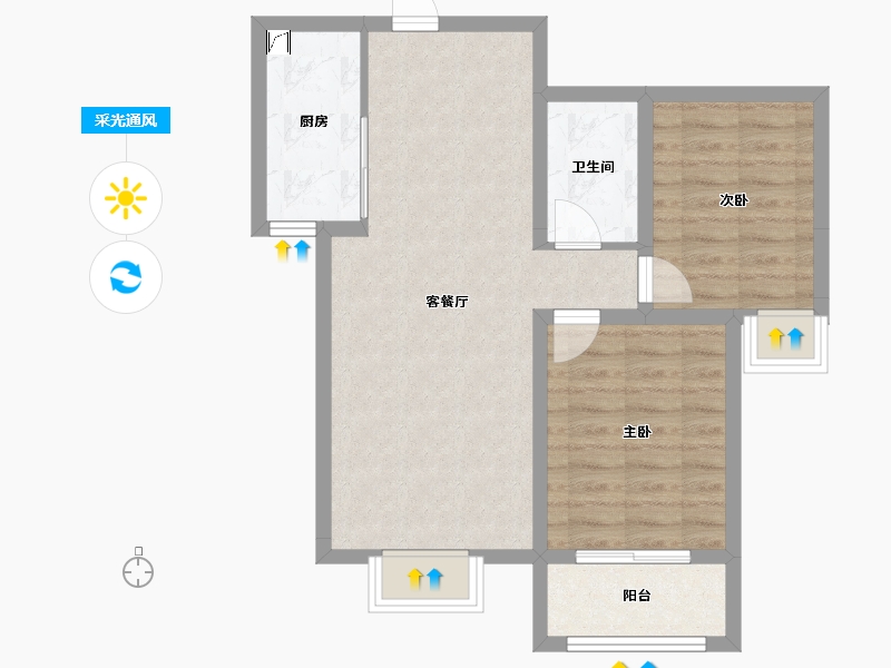 山西省-忻州市-滨河花园-65.99-户型库-采光通风