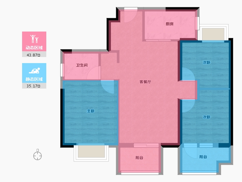 湖北省-鄂州市-合景梧桐四季-70.31-户型库-动静分区