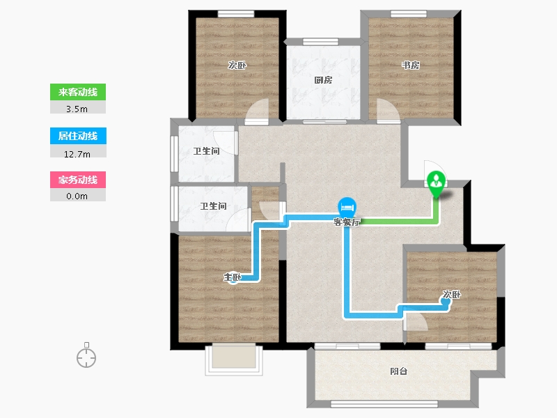 陕西省-宝鸡市-三迪锦雲府-99.32-户型库-动静线