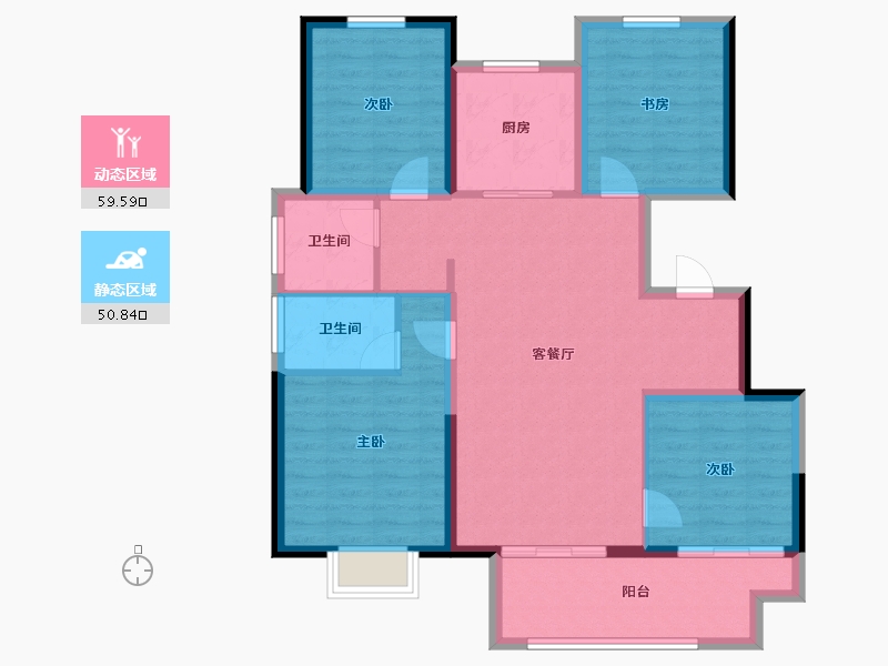 陕西省-宝鸡市-三迪锦雲府-99.32-户型库-动静分区