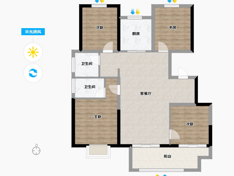 陕西省-宝鸡市-三迪锦雲府-99.32-户型库-采光通风