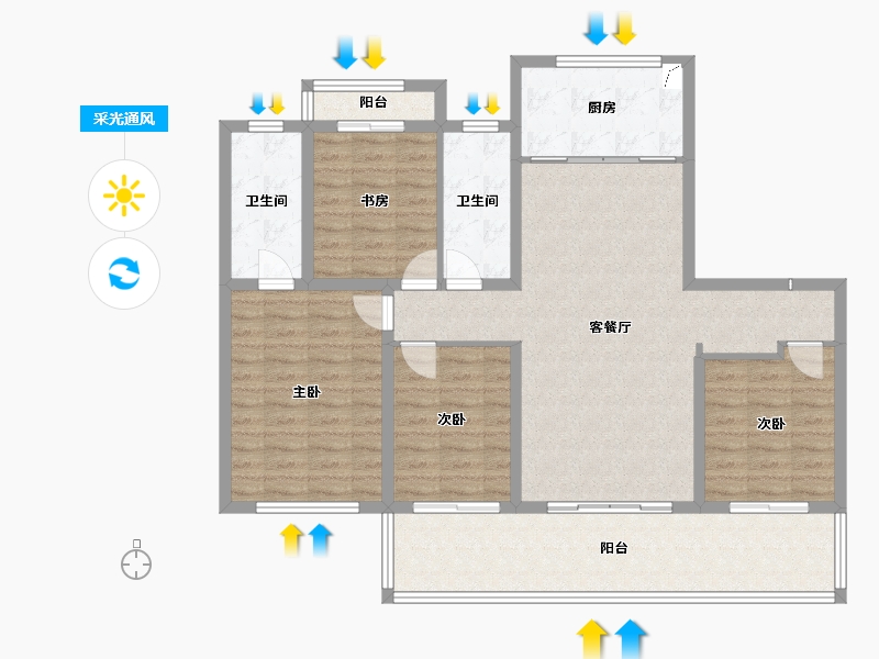 江苏省-南通市-院语江南-118.00-户型库-采光通风