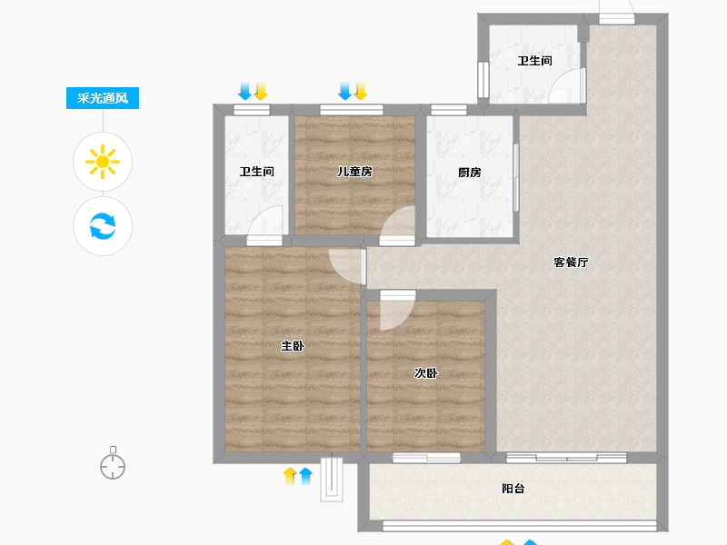 河北省-衡水市-太和新都会-83.49-户型库-采光通风