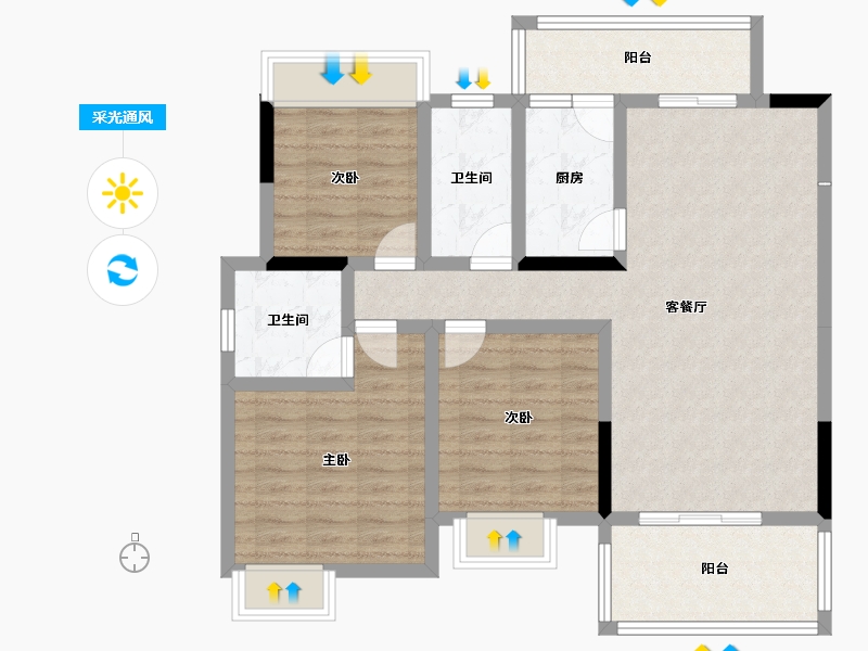 四川省-雅安市-青江华府-95.40-户型库-采光通风