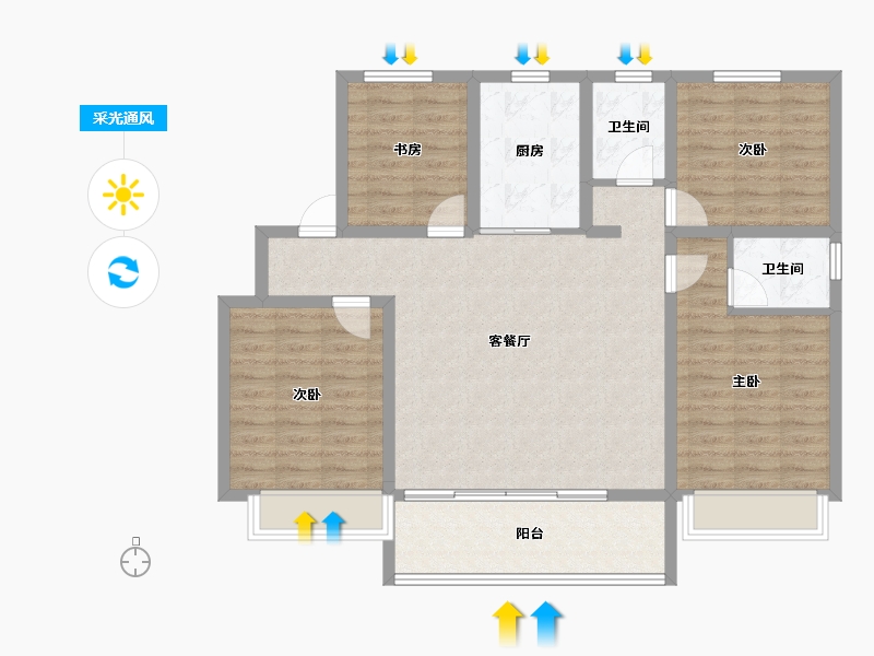 河南省-安阳市-永硕文博苑-104.75-户型库-采光通风