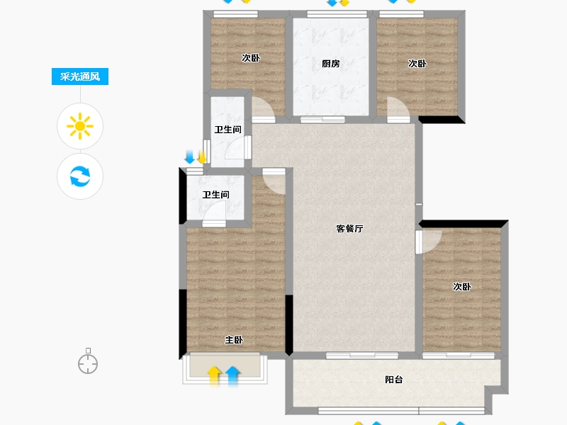 四川省-雅安市-蜀天星辰-105.68-户型库-采光通风