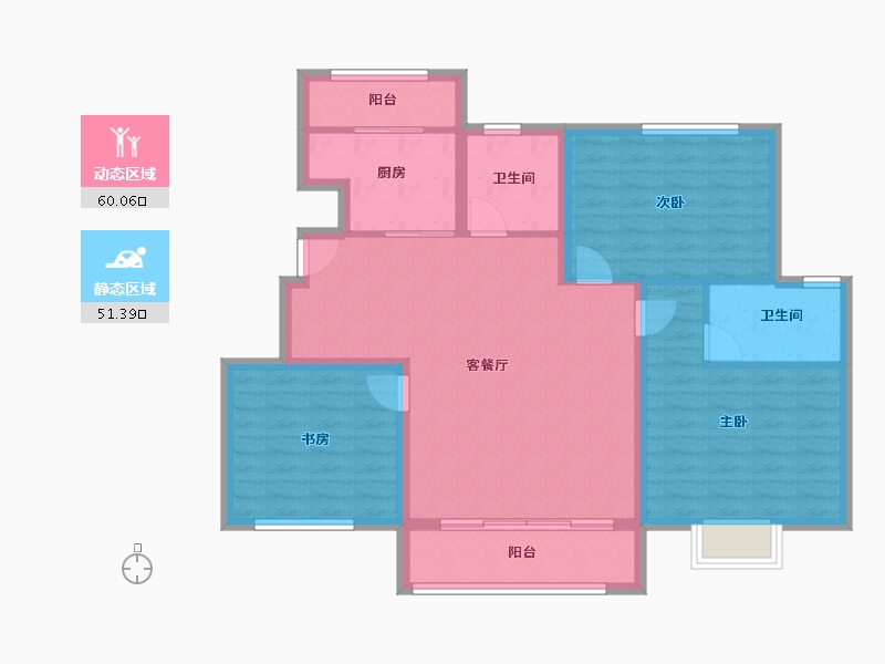 陕西省-宝鸡市-盛世锦园-100.54-户型库-动静分区