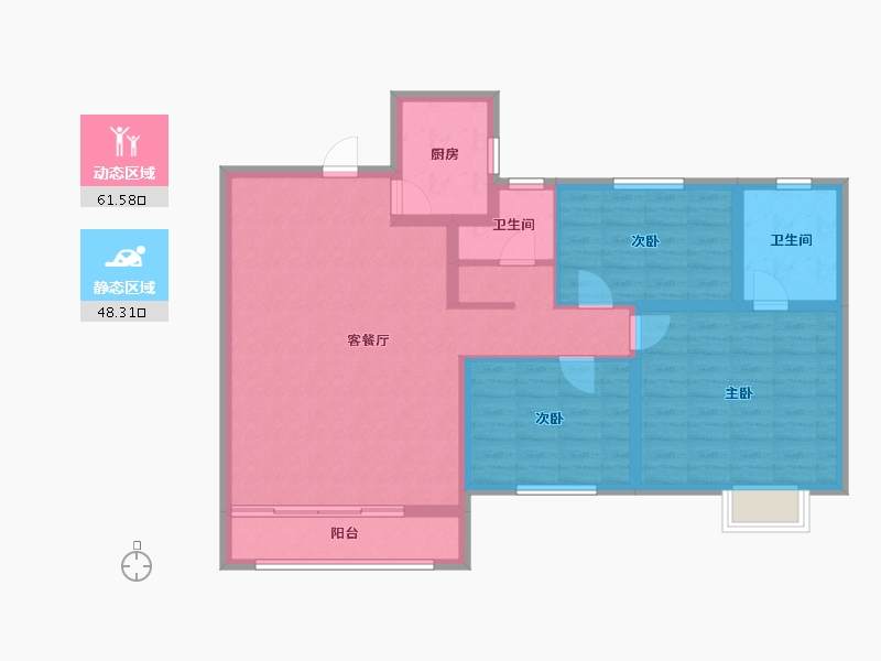 陕西省-宝鸡市-世纪景元东区-98.79-户型库-动静分区