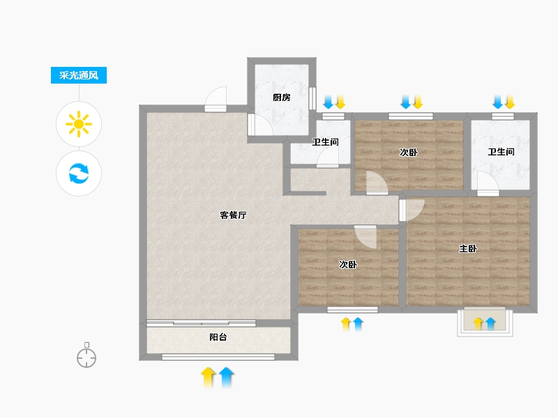 陕西省-宝鸡市-世纪景元东区-98.79-户型库-采光通风