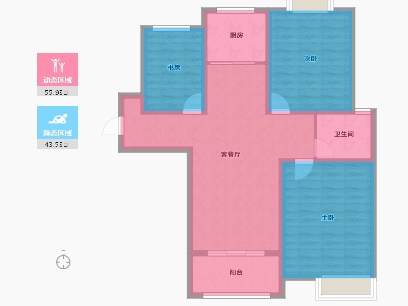 江苏省-淮安市-和誉·金陵府-88.86-户型库-动静分区