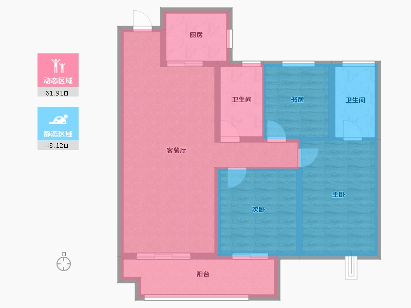 陕西省-宝鸡市-三迪锦雲府-94.12-户型库-动静分区