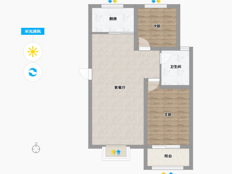 山西省-忻州市-滨河花园-64.79-户型库-采光通风