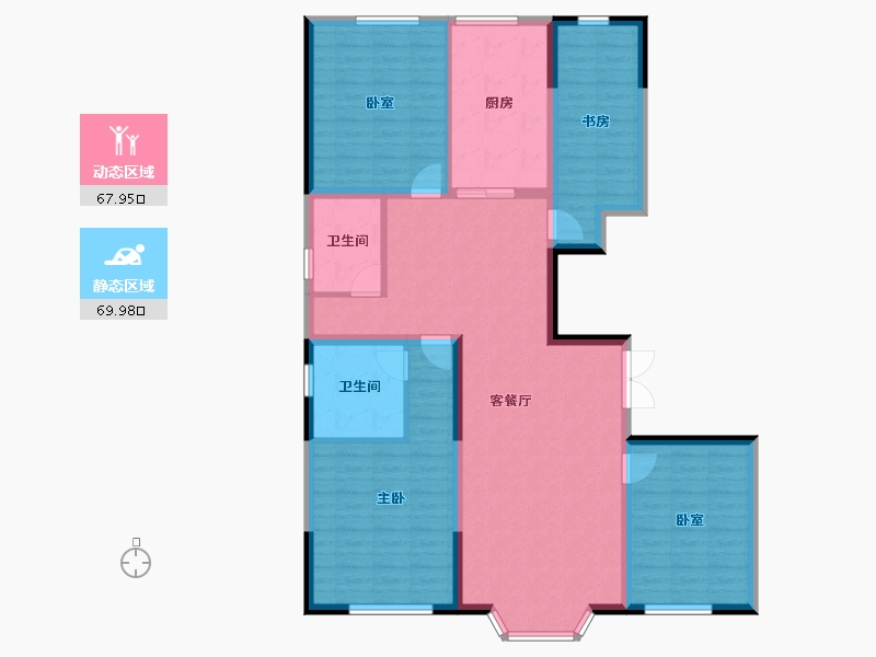 内蒙古自治区-鄂尔多斯市-恒森国际嘉园C区-124.65-户型库-动静分区