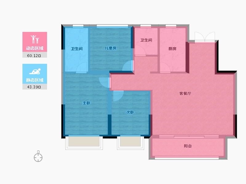 黑龙江省-齐齐哈尔市-新松拾光印-93.39-户型库-动静分区