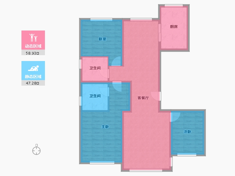 内蒙古自治区-鄂尔多斯市-伊康佳苑-94.91-户型库-动静分区