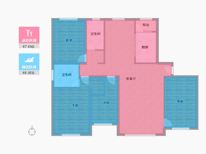 内蒙古自治区-鄂尔多斯市-伊康佳苑-121.91-户型库-动静分区