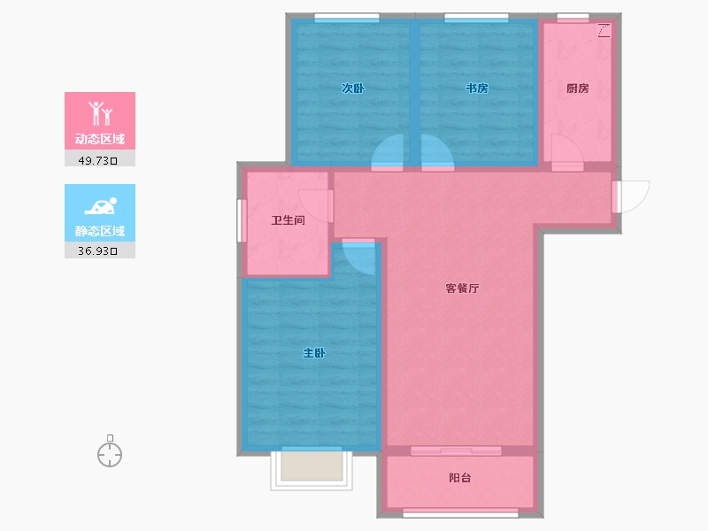 山西省-忻州市-滨河花园-76.79-户型库-动静分区