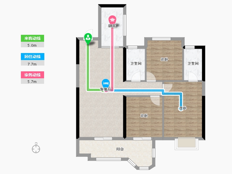 湖北省-黄冈市-实地黄冈蔷薇国际-91.57-户型库-动静线