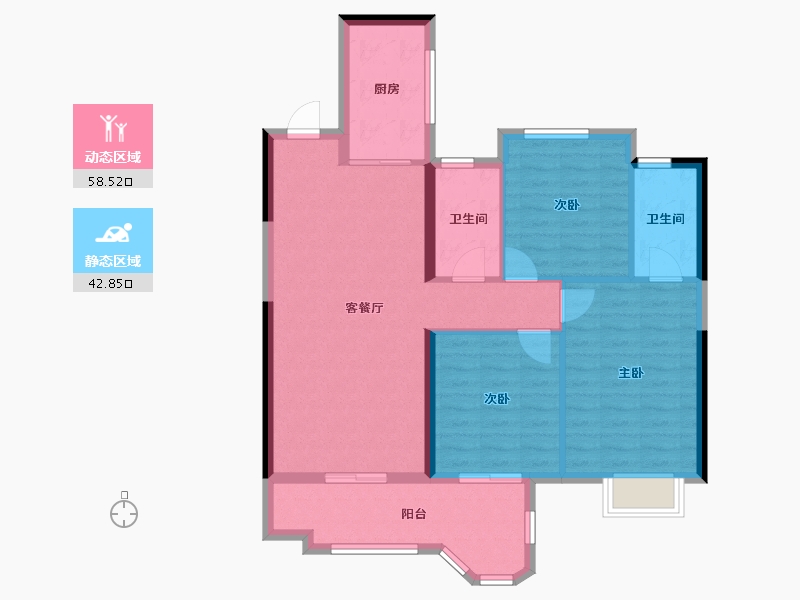 湖北省-黄冈市-实地黄冈蔷薇国际-91.57-户型库-动静分区