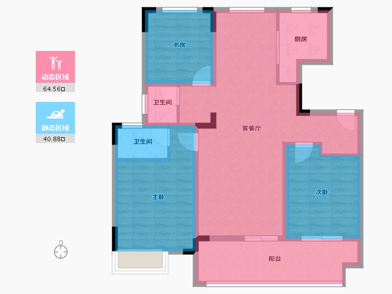 江苏省-淮安市-安东院子-93.96-户型库-动静分区