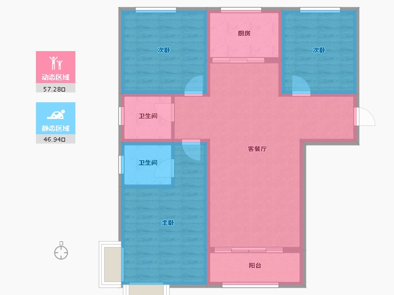 陕西省-宝鸡市-华厦中央公园-93.40-户型库-动静分区