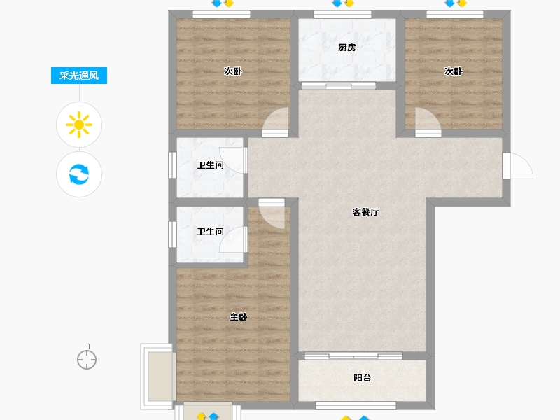 陕西省-宝鸡市-华厦中央公园-93.40-户型库-采光通风