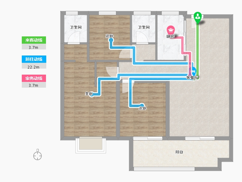 陕西省-宝鸡市-华厦中央公园-89.96-户型库-动静线