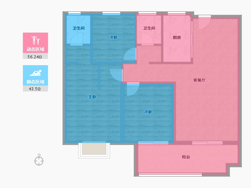 陕西省-宝鸡市-华厦中央公园-89.96-户型库-动静分区