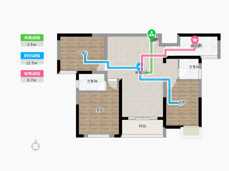 江苏省-淮安市-安东院子-85.55-户型库-动静线