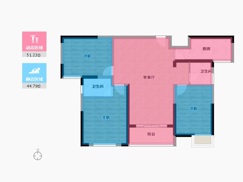 江苏省-淮安市-安东院子-85.55-户型库-动静分区