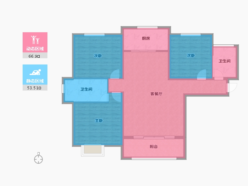 陕西省-宝鸡市-世纪景元东区-108.96-户型库-动静分区