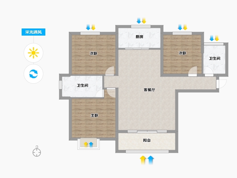 陕西省-宝鸡市-世纪景元东区-108.96-户型库-采光通风