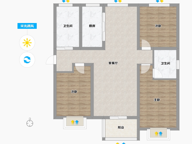 河北省-衡水市-富城嘉苑-97.79-户型库-采光通风