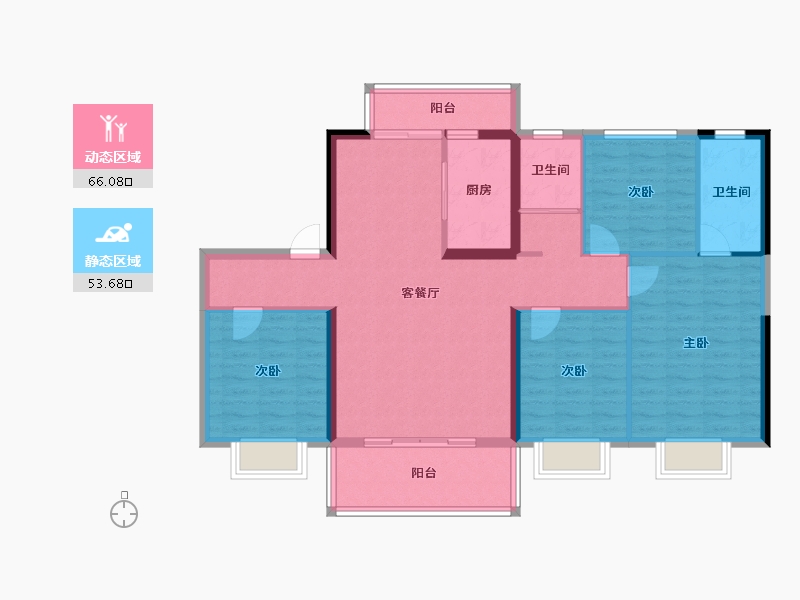 陕西省-宝鸡市-宝鸡碧桂园凤凰城-107.97-户型库-动静分区