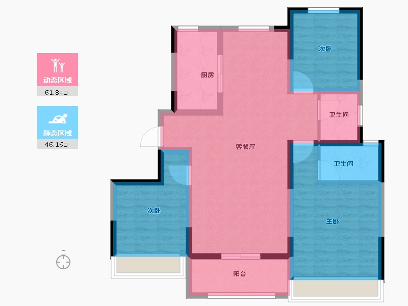 河南省-安阳市-滑县正德玖號院-96.40-户型库-动静分区